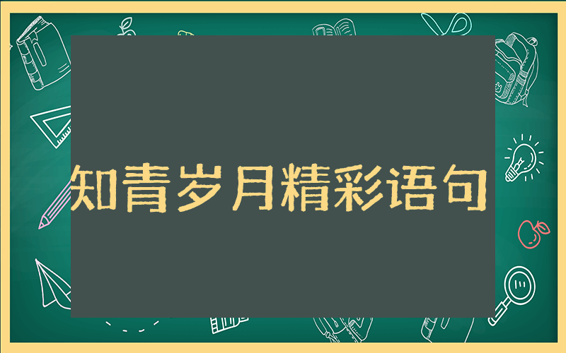 知青岁月精彩语句
