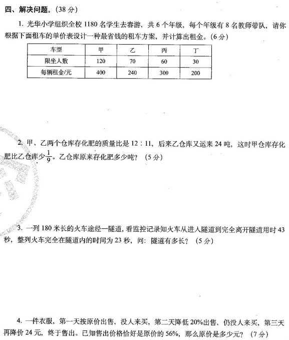 小学六年级数学易错题汇总及重点知识归纳资料整理