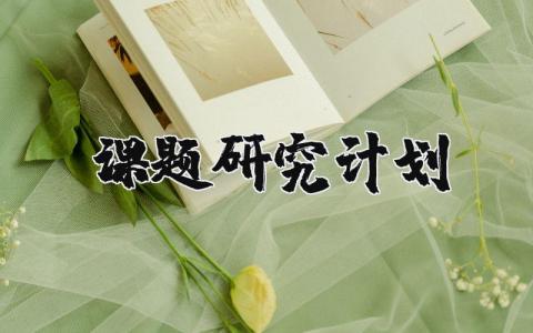 制定课题的研究计划和方案