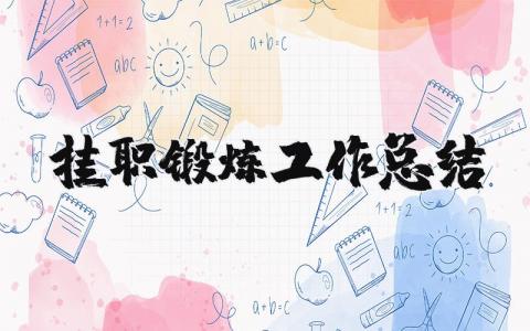 挂职锻炼工作总结及心得体会 挂职期间工作感悟简短