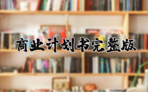 商业计划书完整版 创业计划书模板