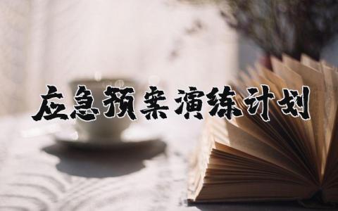 应急预案演练计划范文 应急预案演戏计划通用模板