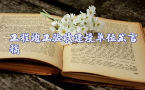 工程竣工验收建设单位发言稿 竣工验收施工单位发言稿模板