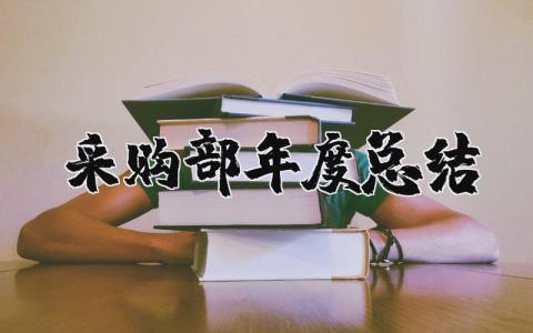 采购部年度总结和计划范文 2025年采购年终工作总结个人通用版