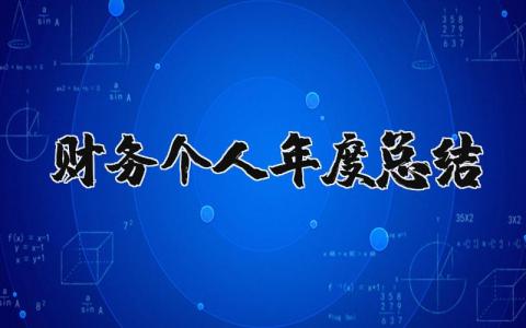 财务个人年度总结2025年 财务人员年终总结范文模板