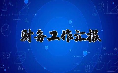 财务工作汇报及计划 2025财务工作汇报内容范文