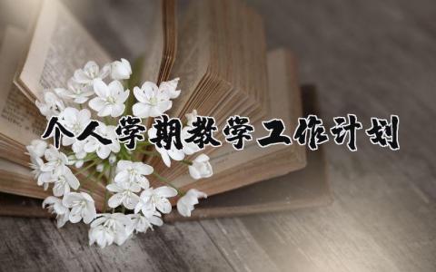 个人学期教学工作计划教学范文 教师2025年学期教学工作方案汇总