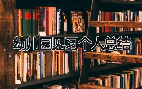 幼儿园见习个人总结 精选11篇