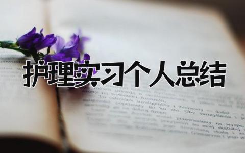护理实习个人总结 精选14篇