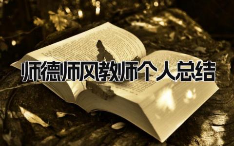 师德师风教师个人总结 精选14篇