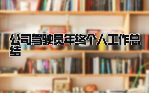 公司驾驶员年终个人工作总结 精选7篇