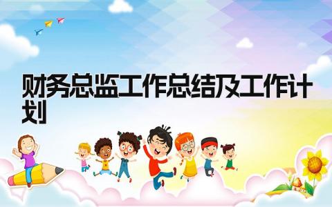 财务总监工作总结及工作计划 精选13篇