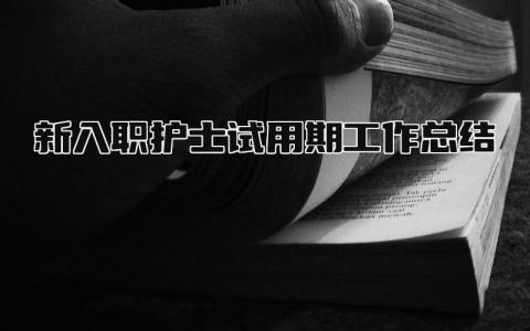 新入职护士试用期工作总结 精选9篇
