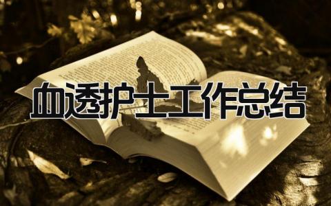 血透护士工作总结 精选13篇