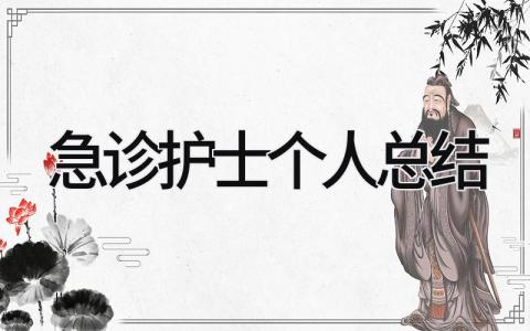 急诊护士个人总结 精选13篇