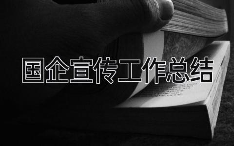 国企宣传工作总结 精选7篇