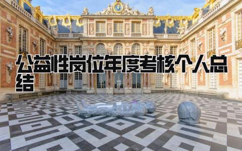 公益性岗位年度考核个人总结 精选10篇