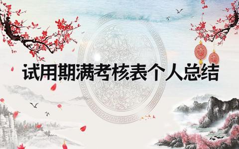 试用期满考核表个人总结 精选15篇