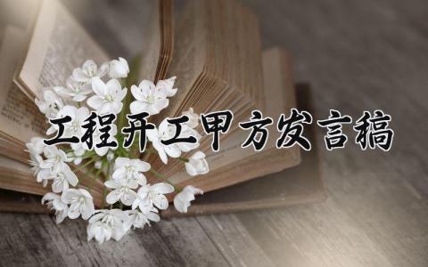 工程开工甲方发言稿 项目开工甲方致辞 (10篇）
