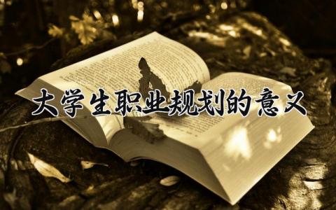 大学生职业规划的意义有哪些 大学生职业规划的认识和理解