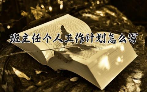班主任个人工作计划怎么写 班主任工作计划个人范文 (21篇）