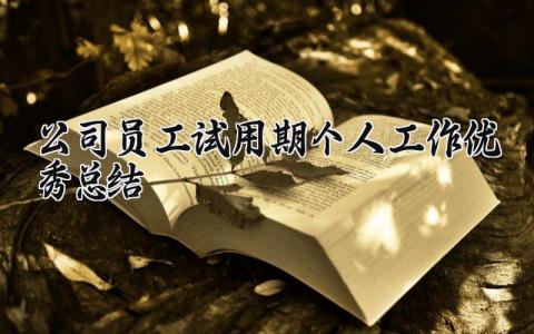 2025公司员工试用期个人工作总结报告优秀范文