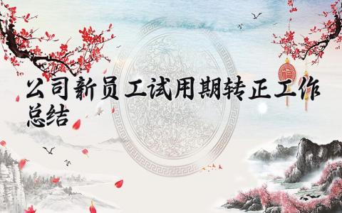 2025公司新员工试用期转正工作总结优秀范文大全