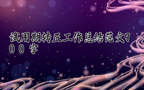 试用期转正工作总结范文900字内容 试用期转正工作总结怎么写