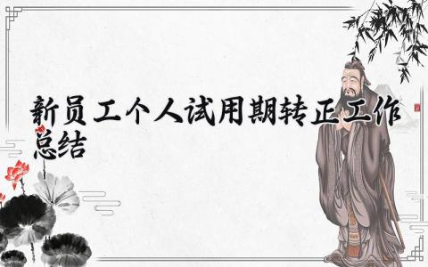 新员工个人试用期转正工作总结怎么写 试用期转正个人工作总结简短
