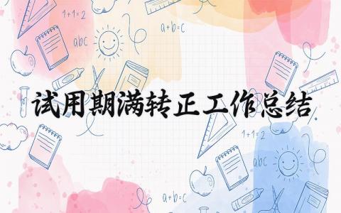 2025试用期满转正工作总结 试用期满转正述职报告 (7篇）