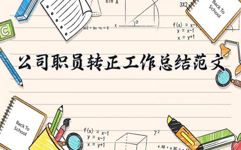 公司职员转正工作总结范文 公司转正个人工作总结怎么写 (12篇）