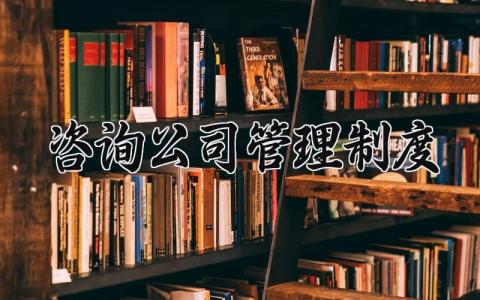 咨询公司管理制度 咨询公司内部管理制度及流程 (10篇）