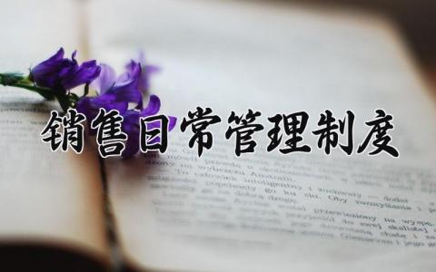 销售日常管理制度精选范文 销售日常管理章程模板
