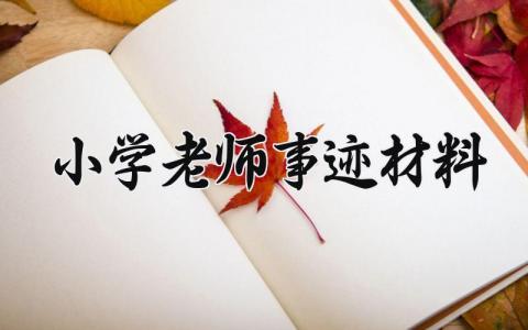 小学老师事迹材料 优秀教师主要事迹简短 (6篇）