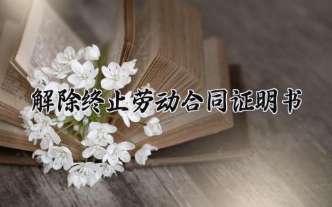 解除终止劳动合同证明书 解约协议书模板 (4篇）