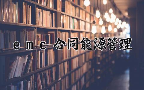 emc合同能源管理 emc能源管理协议书 (3篇）