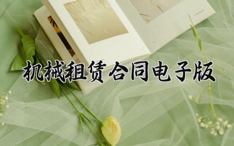 机械租赁合同电子版 机械设备租赁合同范本 (4篇）