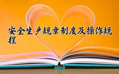安全生产规章制度及操作规程 安全生产管理实施细则 (15篇）