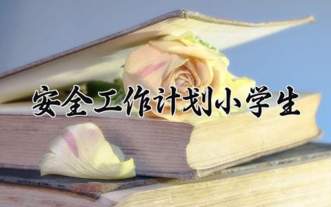 安全工作计划小学生范文 小学安全计划及安排