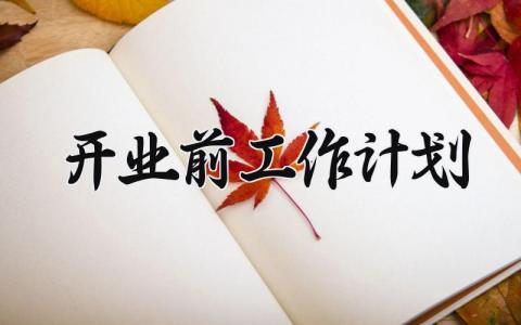 开业前工作计划 开业前工作安排计划书 (4篇）