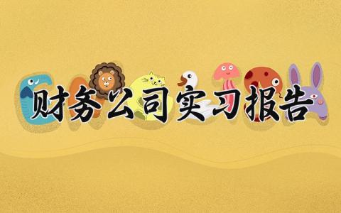 财务公司实习报告范文精选 在财务公司的实践报告总结