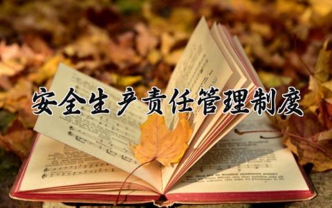 安全生产责任管理制度大全 安全生产责任管理制度细则
