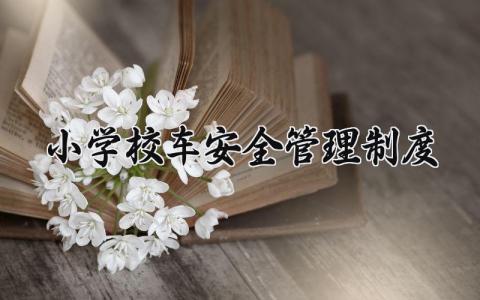 小学校车安全管理制度内容 小学校车安全管理制度汇编