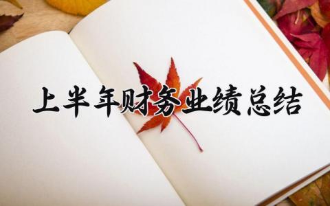 上半年财务业绩总结怎么写 财务业绩上半年总结汇报