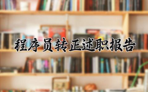 程序员转正述职报告 程序员转正工作总结报告 (5篇）