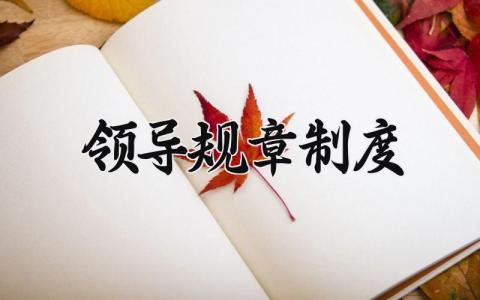 领导规章制度 领导的规章制度 (13篇）