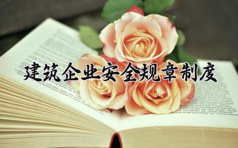 建筑企业安全规章制度 建筑企业安全管理制度范本 (17篇）