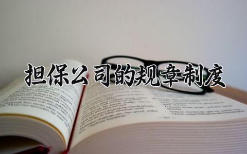 担保公司的规章制度 担保公司管理制度大全 (3篇）