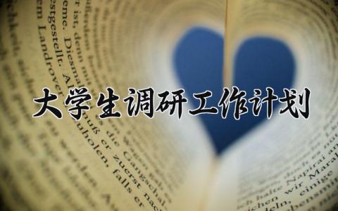 大学生调研工作计划模板 大学生调研工作计划范文 (8篇）