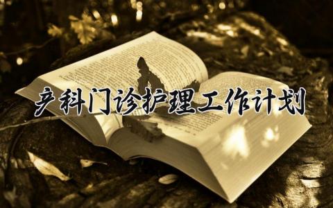 产科门诊护理工作计划 2025年产科门诊护理工作总结和计划 (12篇）